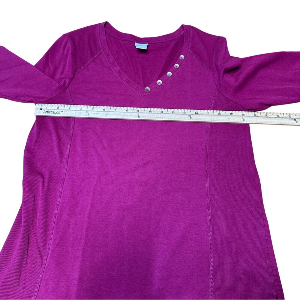 Chico's Zenergy Sz 1 US 8/10 M Long Sleeve Tunic‎ Top Pink V-Neck Basic Capsule - Picture 6 of 7
